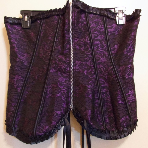 Deep Purple Zip Up Front Corset 2XL - Picture 2 of 4